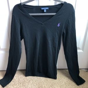 M Ralph Lauren Black V Neck Long Sleeve Shirt